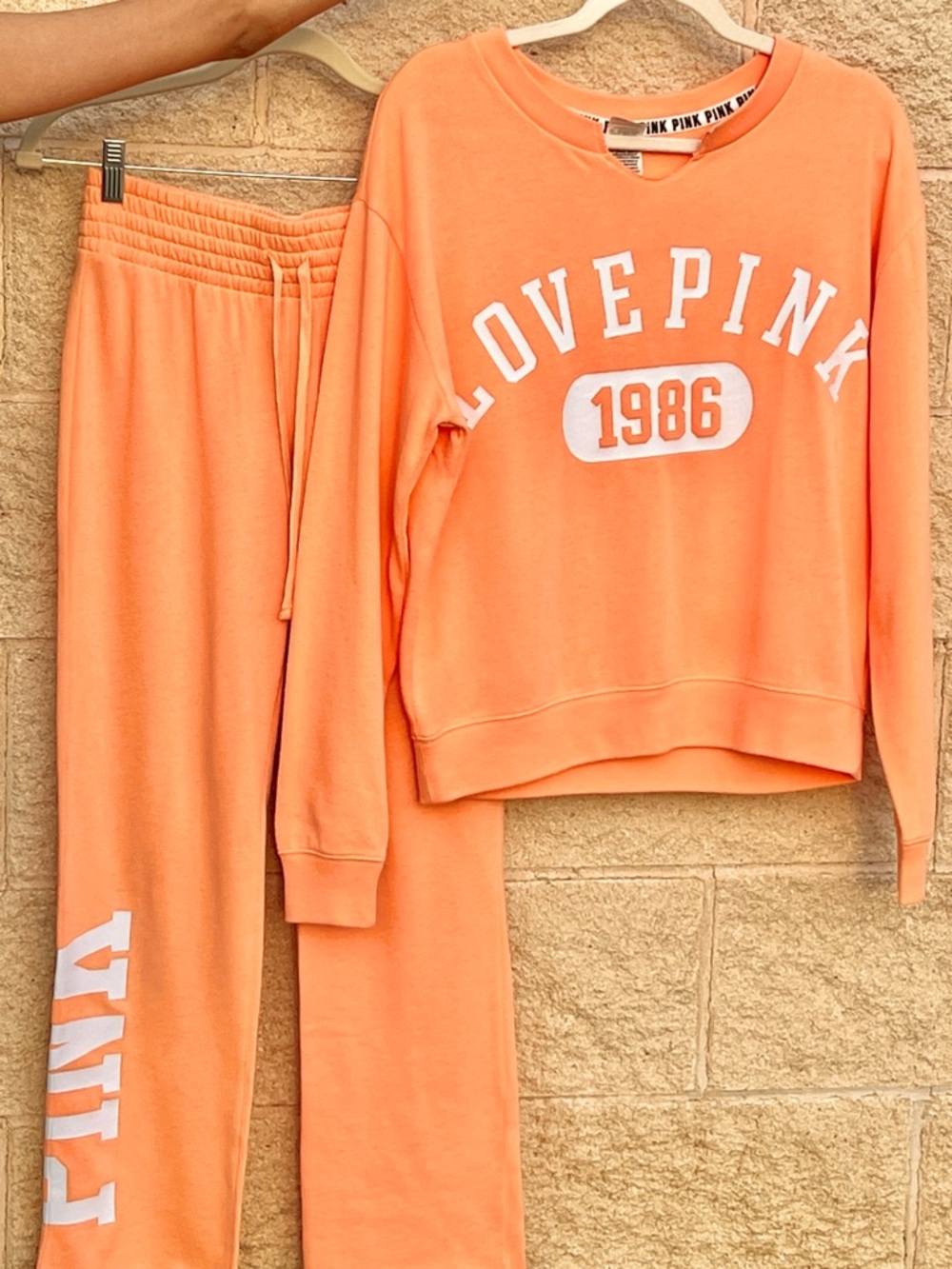PINK Victoria’s Secret Cozy Matching Set Crew Sweatpants XS Lounge